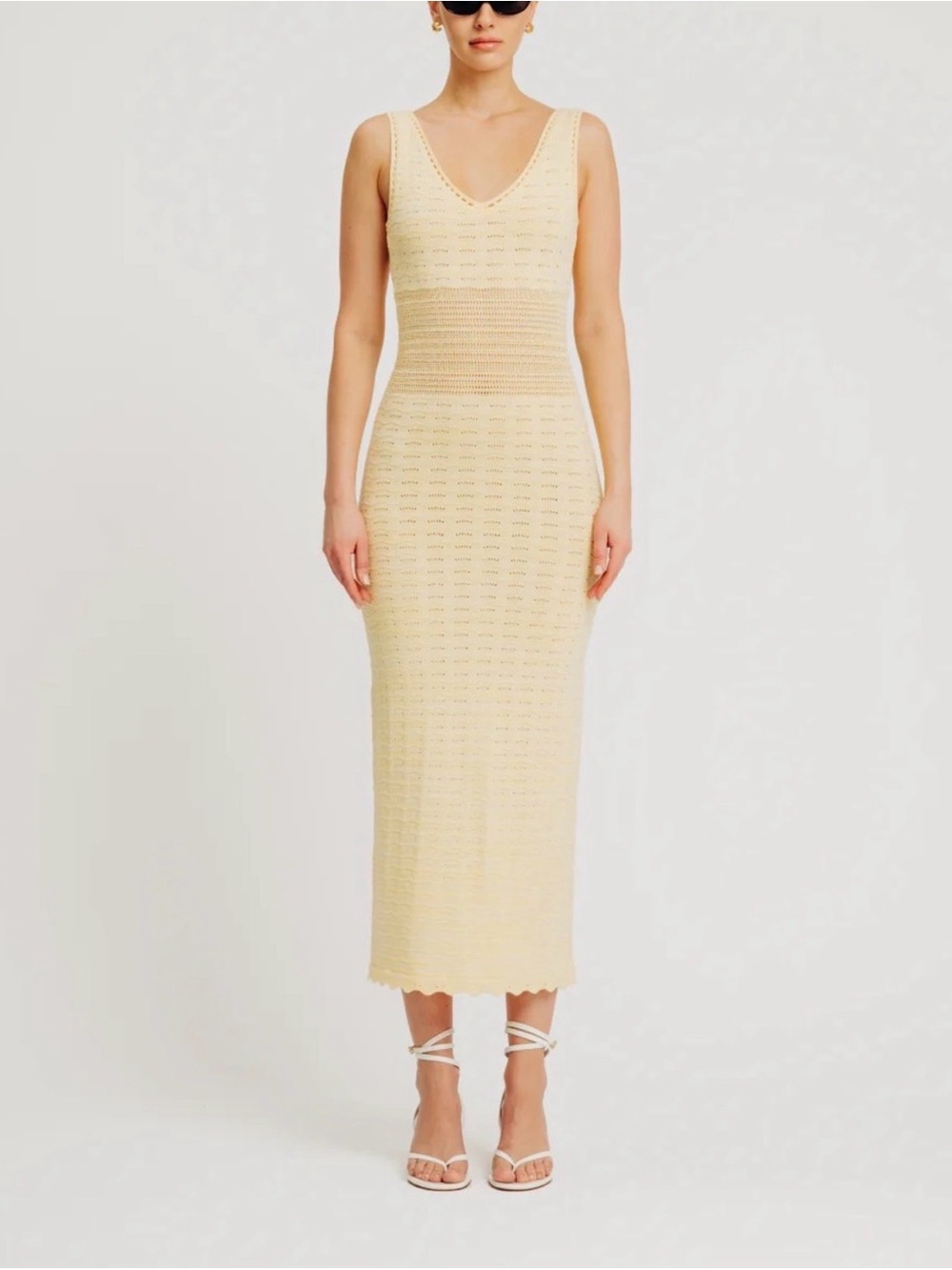 Torn By Ronny Kobo Mindy Lemon Butter Marled Maxi Knit Dress